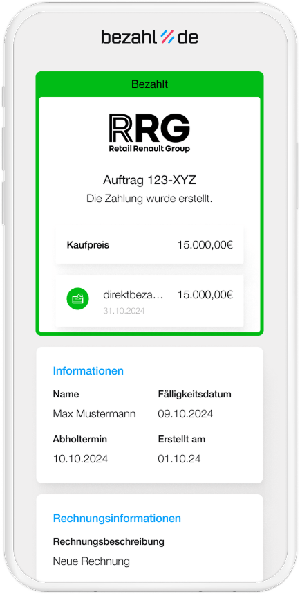 RRG Zahlungseingang über bezahl.de
