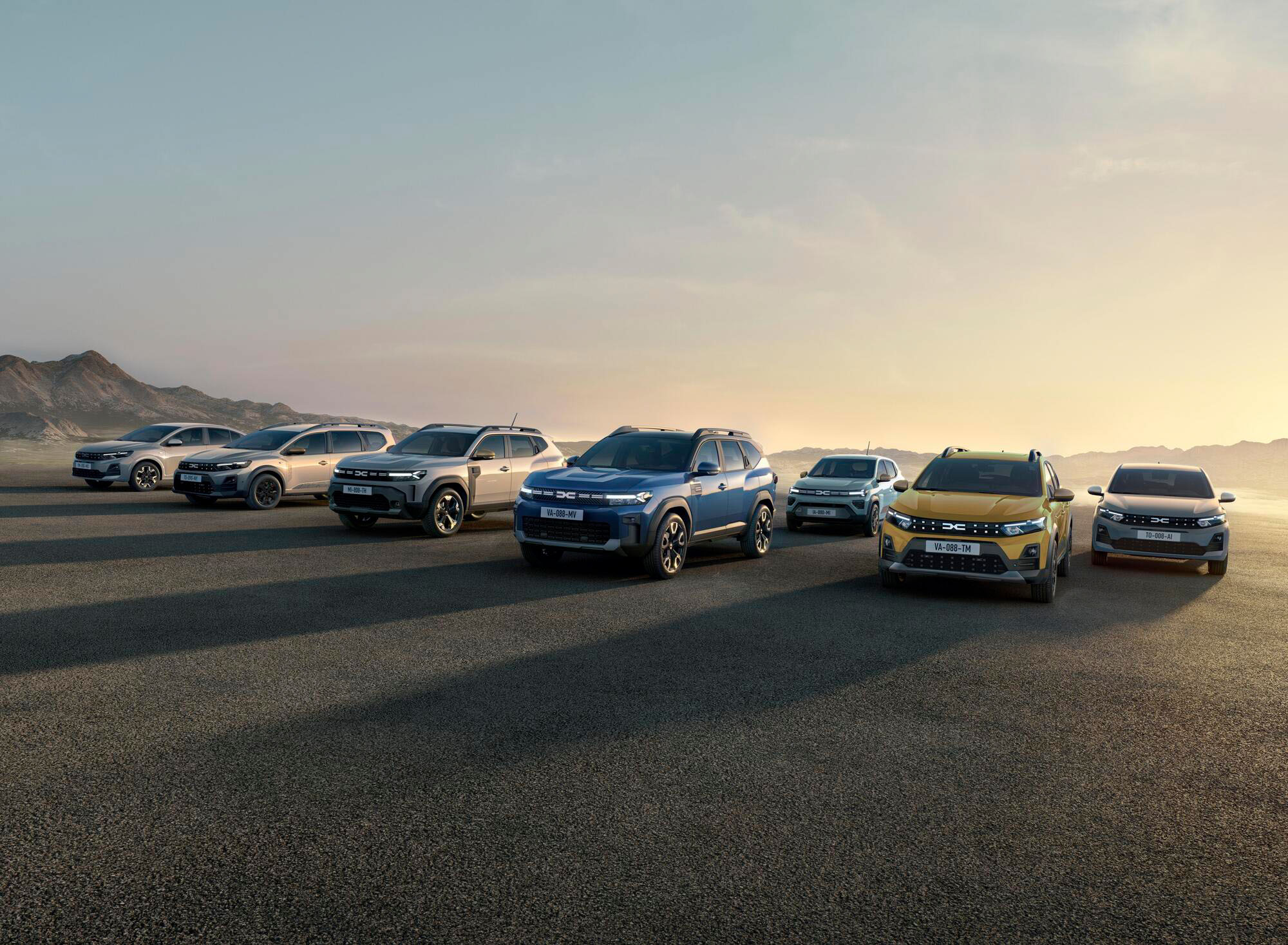 Die gesamte Dacia Modellpalette als Facelift-Modelle.